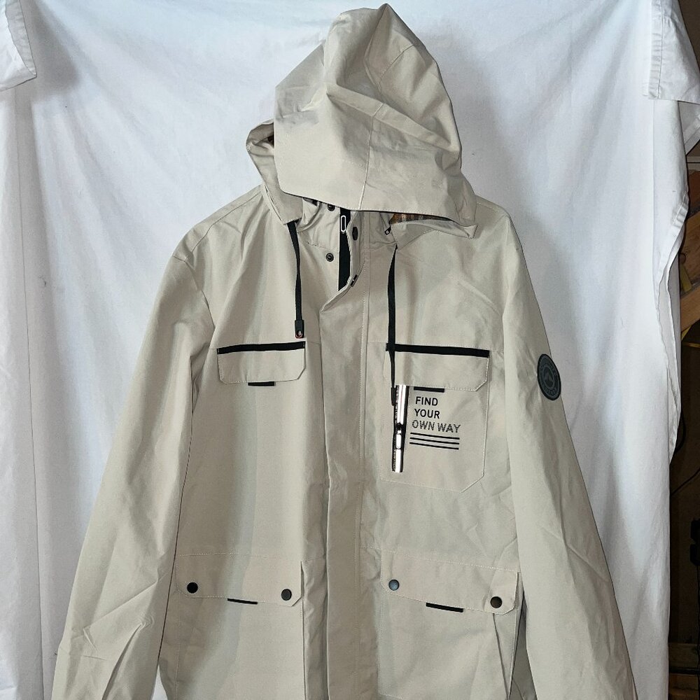 Leduntino Jacket XL Find Your Own Way Removable Hood Waterproof Raincoat Windbre